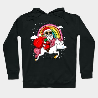 Christmas Santa Riding Unicorn Xmas Gifts For Lovers Who Love Rainbow Unicorns Hoodie